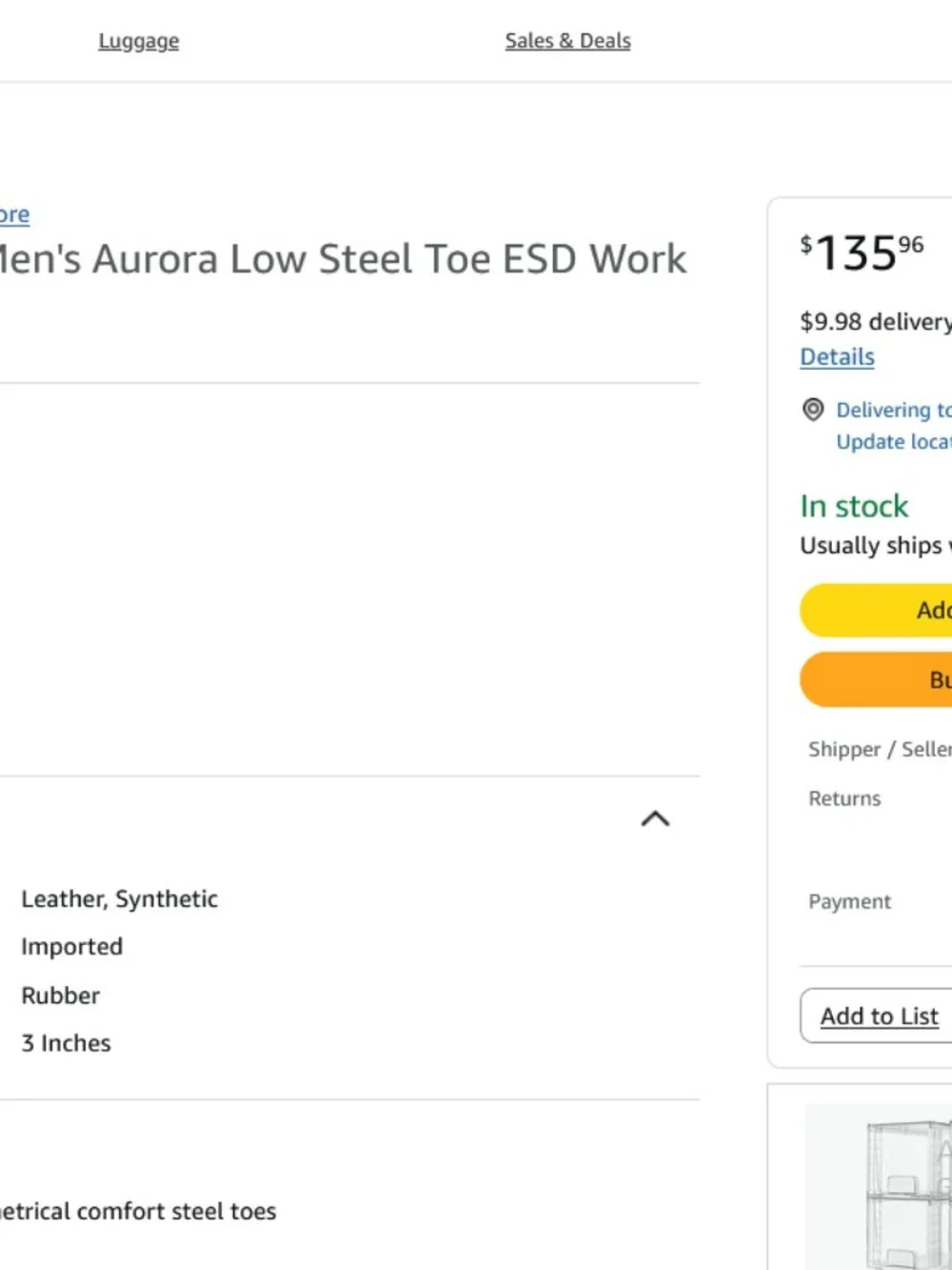 KEEN Work Boot Mens Sz 10 Low Top AURORA Waterproof Steel Toe Non Slip Solid